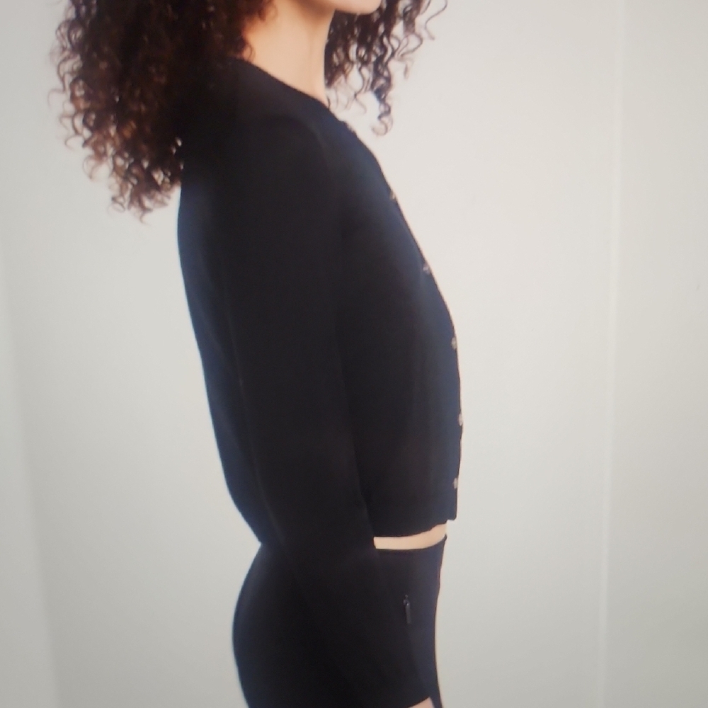 Theory Black Soft Cashmere Cardigan Size M $325 - Picture 4 of 6
